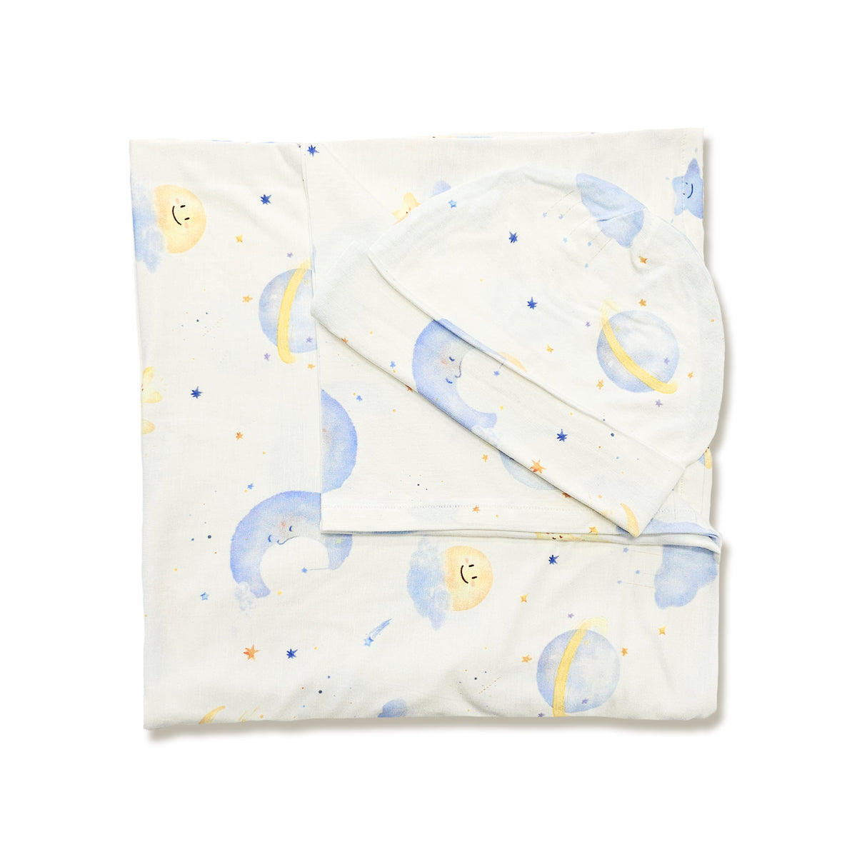 Starry Night Bamboo Swaddle & Newborn Beanie Set