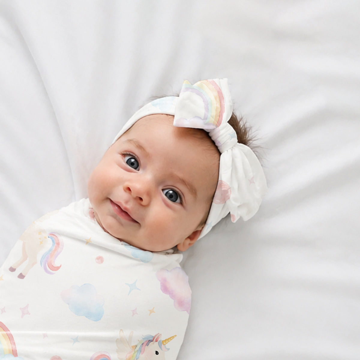 Unicorn Dreams Bamboo Swaddle & Bow Headband Set